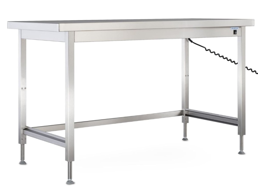 Arbeitstisch aus Edelstahl elektrisch höhenverstellbar